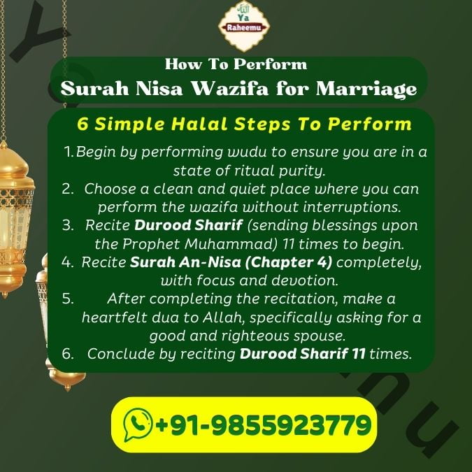 How To Perform Surah Nisa Wazifa for Marriage